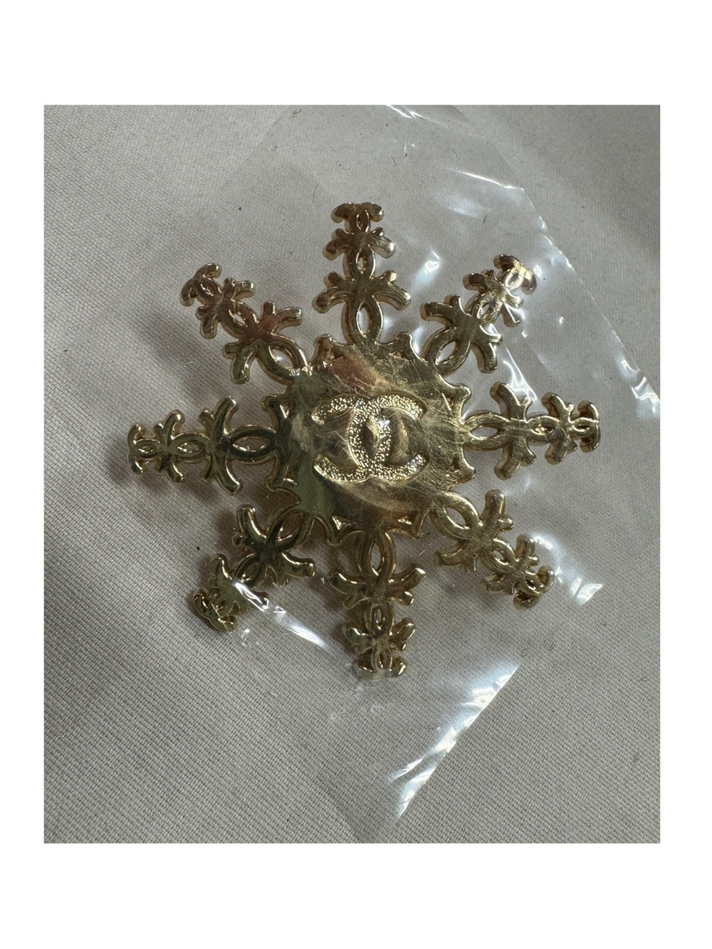 Authentic Chanel Snowflake Pin Brooch